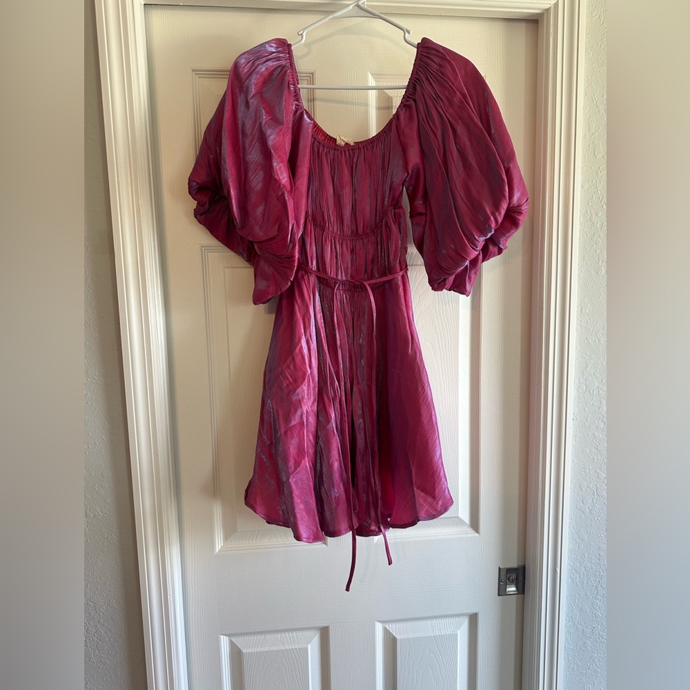 Altar’d State shimmer puff sleeve dress